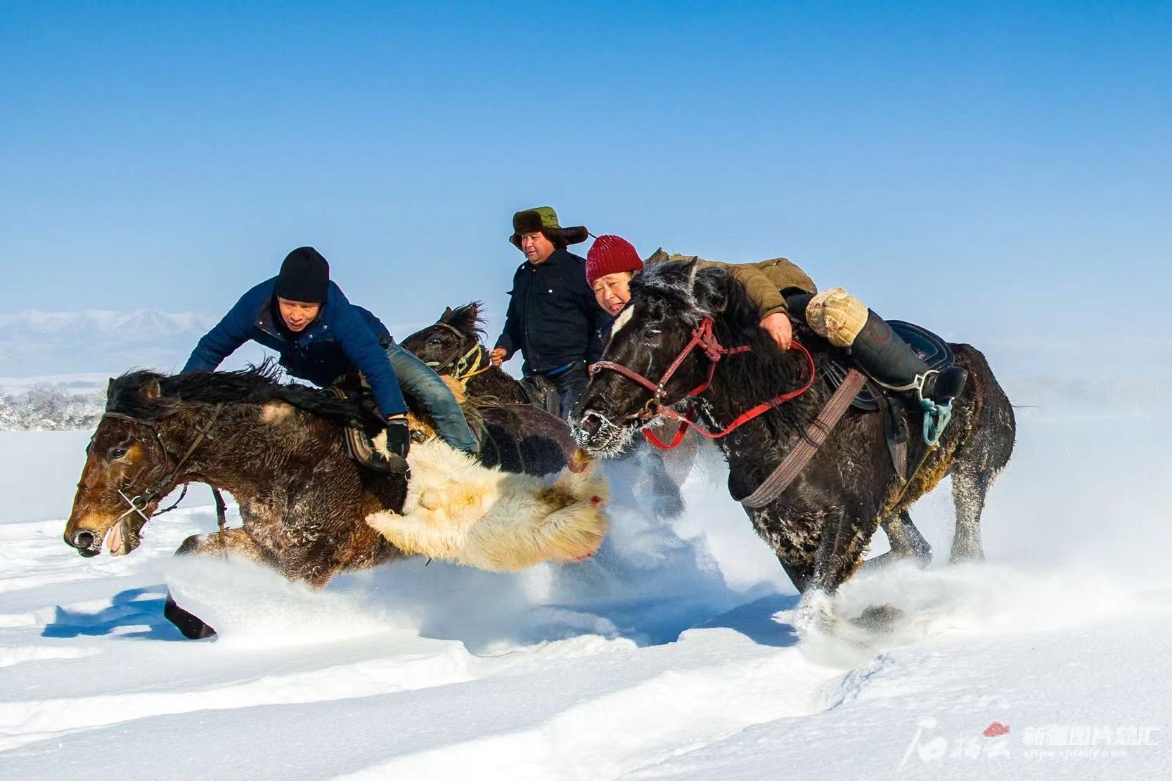 伊犁哈薩克自治州將冰雪休閑旅游與刁羊、賽馬等民俗活動(dòng)相集合，打造民俗冰雪休閑游。秦杰攝